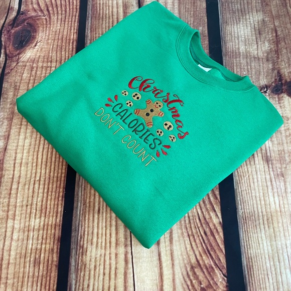 Custom Embroidered Christmas Calories Don’t Count Women’s Sweatshirt - Picture 4 of 5